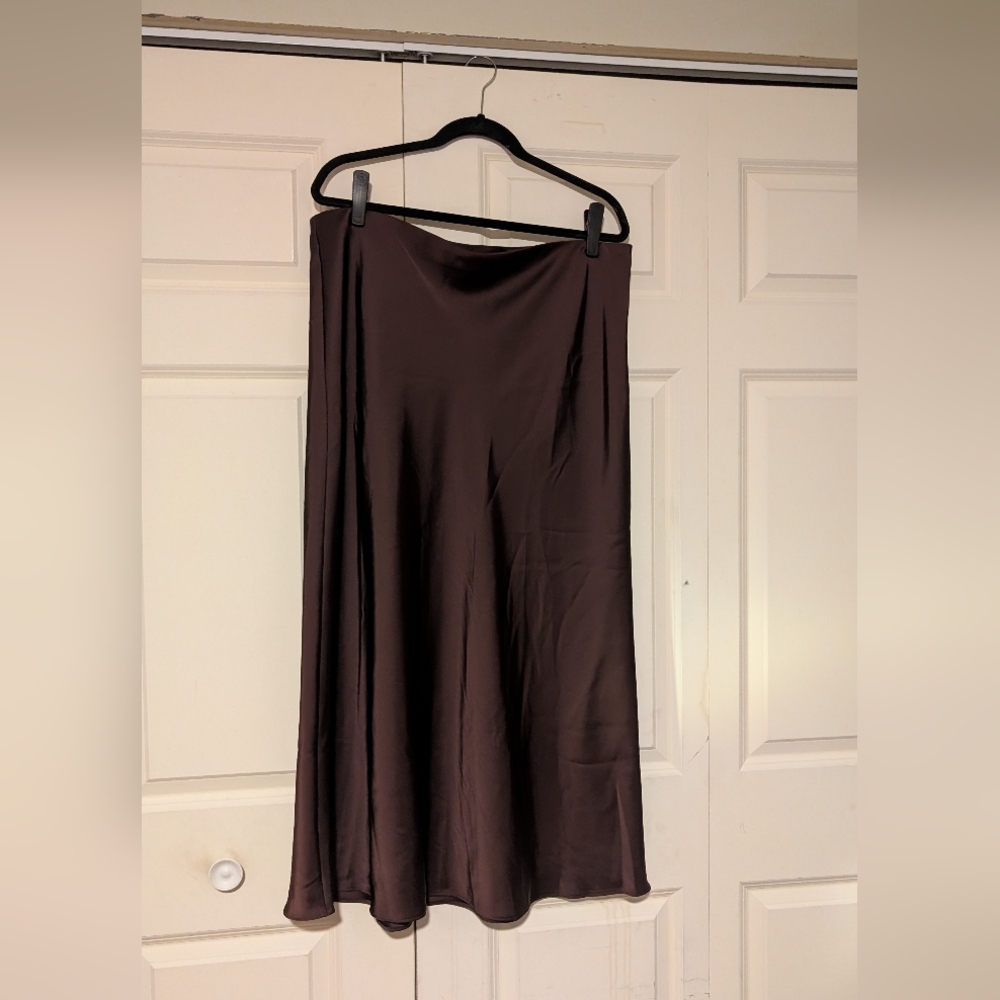 Zara Dark Burgundy Satin Effect A-Line Skirt